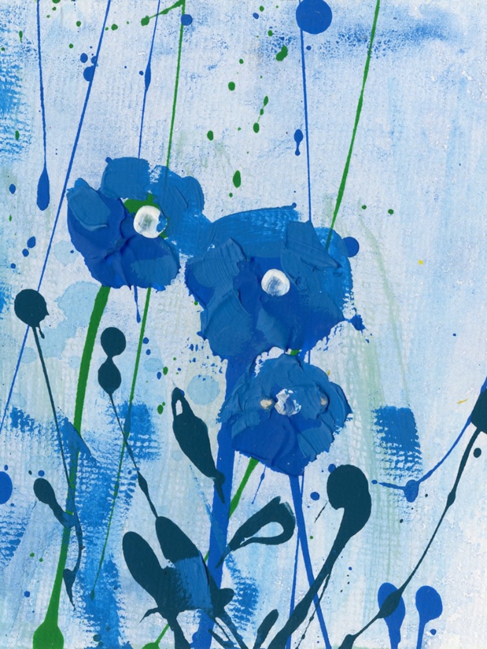 Original Acrylic Floral Paintings on art panel - Dreaming In Blue 11